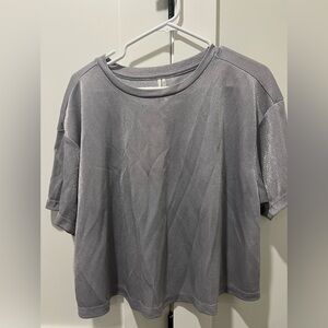 Anthropologie Metallic Gray Shimmer Short Sleeve Tee